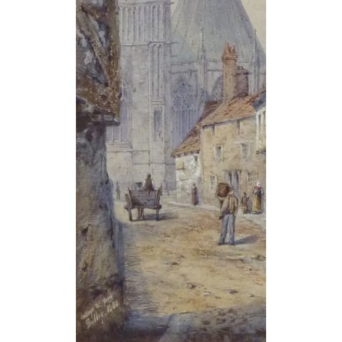 27 - Tom Dudley: College St, York watercolour signed and titled lower left, dated 1880.  20.5 x 31cm pres... 