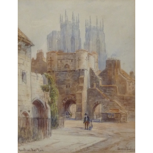 29 - Jessie Dudley: Bootham Bar and York Minster, watercolour.  21.5 x 28cm presented in a mount and fram... 
