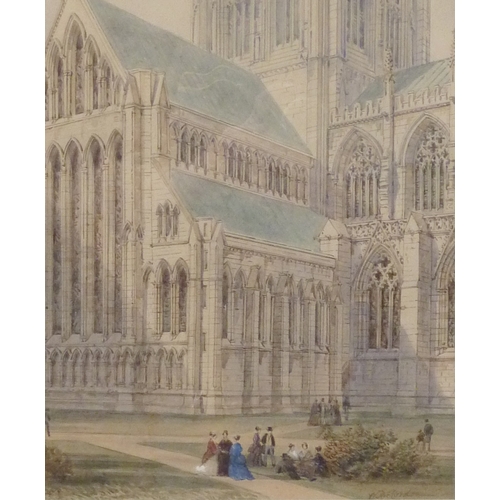 30 - W Richardson: York Minster from Dean's Park watercolour signed lower right.  29 x 41cm presented in ... 