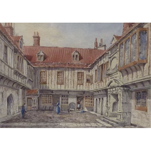 39 - College Court, York, watercolour view, unsigned c1900.  17 x 12cm presented in a mount and frame.  F... 
