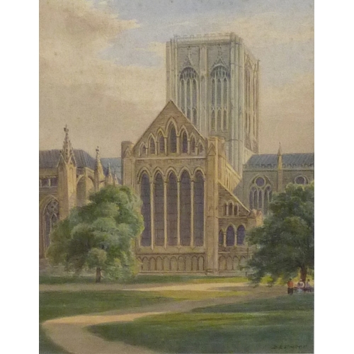 40 - D E Cooper, York Minster from Dean Court, watercolour, 24 x 31cm;  Mable Leaf, 