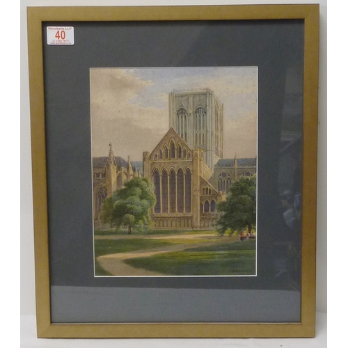 40 - D E Cooper, York Minster from Dean Court, watercolour, 24 x 31cm;  Mable Leaf, 