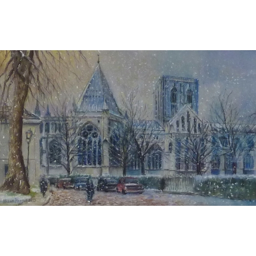 44 - Hubert Pragnell: York Minster from Minster Yard, pastel on paper.  39 x 25cm presented in a mount an... 