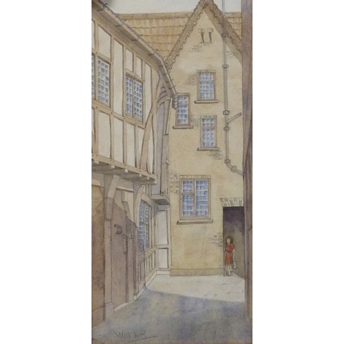 46 - An unidentified court view, believed York interest, watercolour signed Will HB, 16 x 34.5cm presente... 