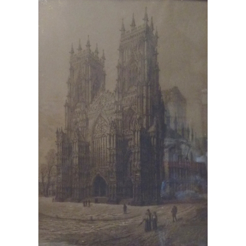 58 - York Minster, framed print monogrammed CB and dated (18)96.  45 x 65cm presented in a gilt slip and ... 