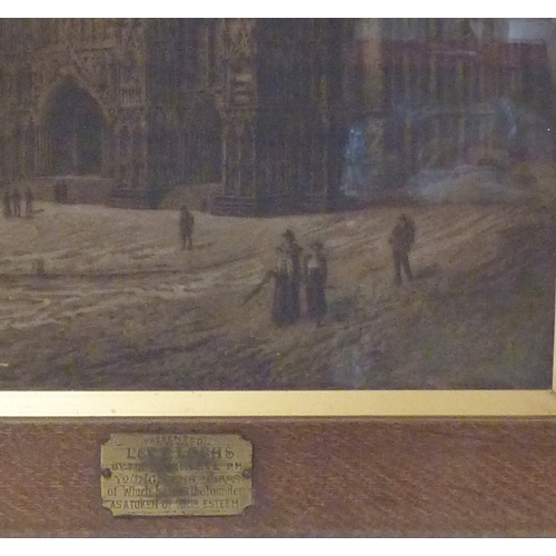 58 - York Minster, framed print monogrammed CB and dated (18)96.  45 x 65cm presented in a gilt slip and ... 