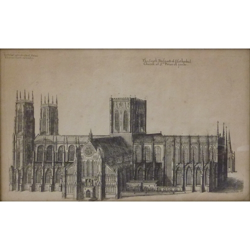 63 - From Dugdales Monsaticon: four prints depicting the Cathedral Church of St Peter of Yorke / York Min... 