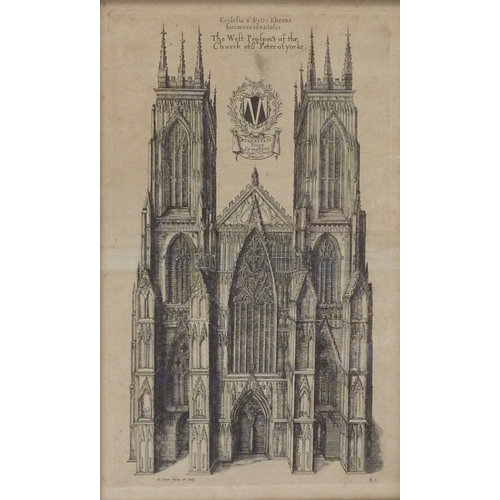 63 - From Dugdales Monsaticon: four prints depicting the Cathedral Church of St Peter of Yorke / York Min... 