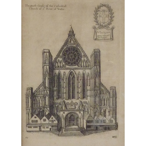 63 - From Dugdales Monsaticon: four prints depicting the Cathedral Church of St Peter of Yorke / York Min... 