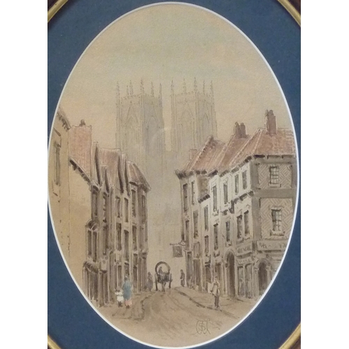 42 - C J Norton: Precentor's Court, York watercolour, 26 x 37cm presented in a modern mount and frame.  T... 