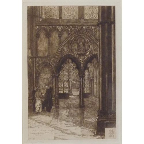 64 - Henry Sheppard Dale: Salisbury / Salisbury Cathedral, eight framed etchings from a larger series, ea... 