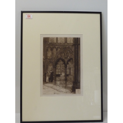 64 - Henry Sheppard Dale: Salisbury / Salisbury Cathedral, eight framed etchings from a larger series, ea... 