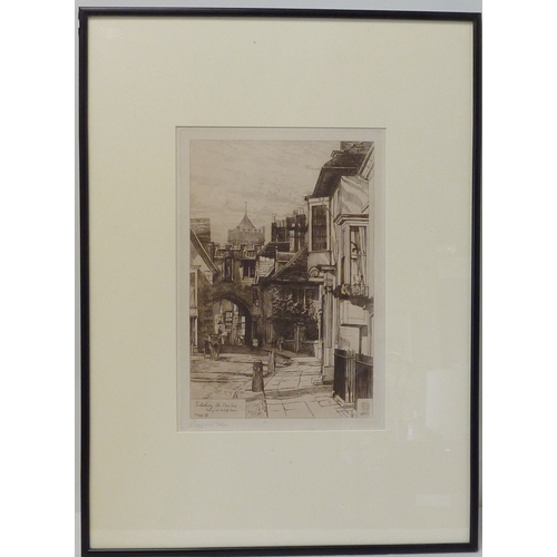 64 - Henry Sheppard Dale: Salisbury / Salisbury Cathedral, eight framed etchings from a larger series, ea... 