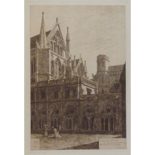 64 - Henry Sheppard Dale: Salisbury / Salisbury Cathedral, eight framed etchings from a larger series, ea... 