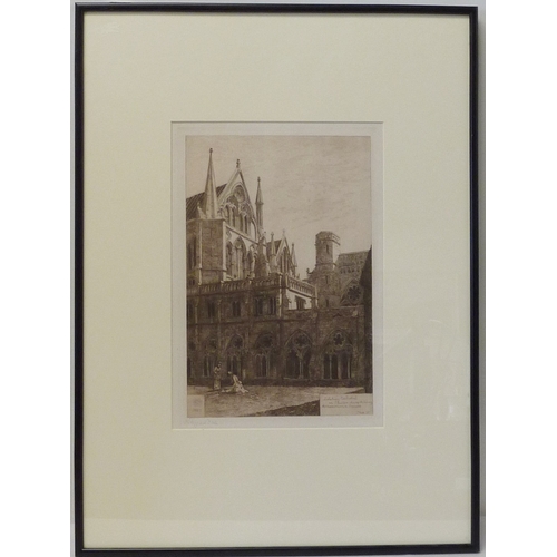 64 - Henry Sheppard Dale: Salisbury / Salisbury Cathedral, eight framed etchings from a larger series, ea... 