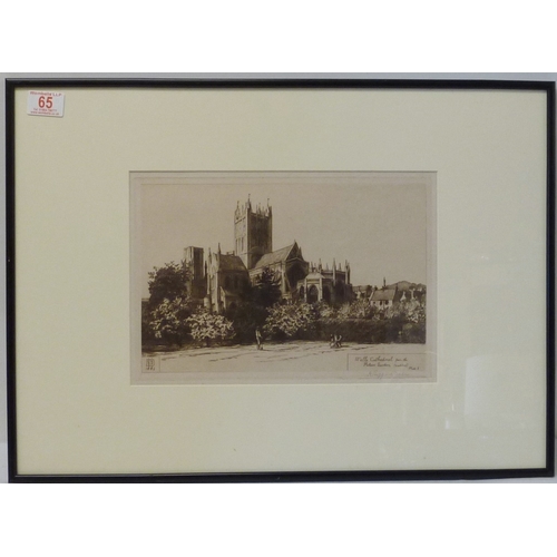 65 - Henry Sheppard Dale: Wells / Wells Cathedral, nine etchings from a larger series, each approximately... 