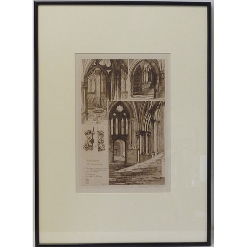 65 - Henry Sheppard Dale: Wells / Wells Cathedral, nine etchings from a larger series, each approximately... 