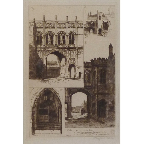 65 - Henry Sheppard Dale: Wells / Wells Cathedral, nine etchings from a larger series, each approximately... 