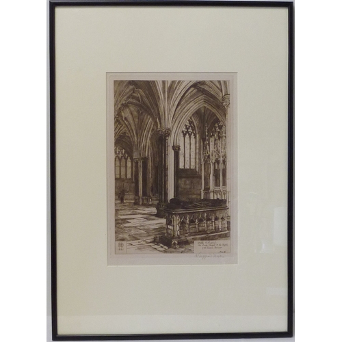 65 - Henry Sheppard Dale: Wells / Wells Cathedral, nine etchings from a larger series, each approximately... 