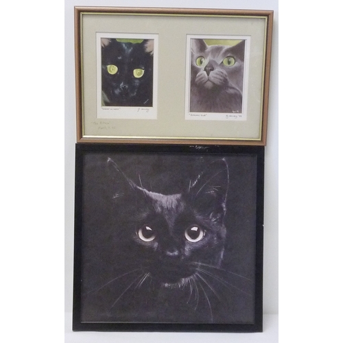 73 - Six various pictures depicting black cats.  From the collection of the late Dr Richard Shephard, sol... 
