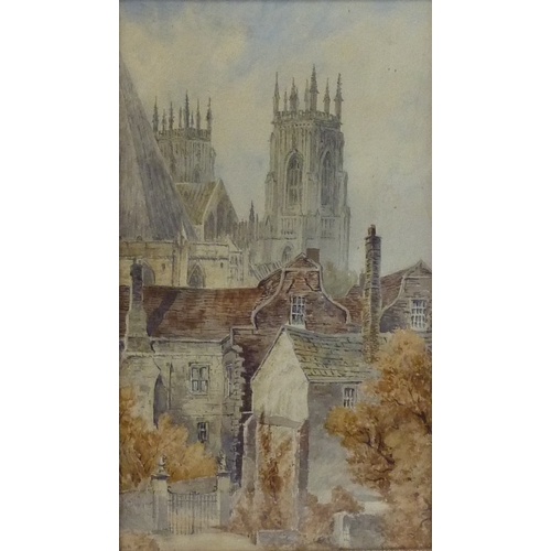 75 - H Adams, College St towards York Minster, watercolour dated 1967, 47 x 34cm; together with E M Rose,... 