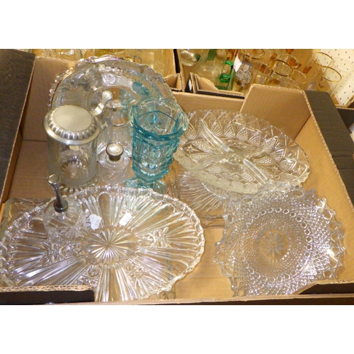 388 - Six boxes of misc glass to include German beer glasses, misc ceramics and glass ware together with a... 