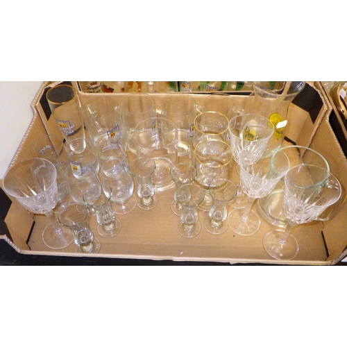 388 - Six boxes of misc glass to include German beer glasses, misc ceramics and glass ware together with a... 