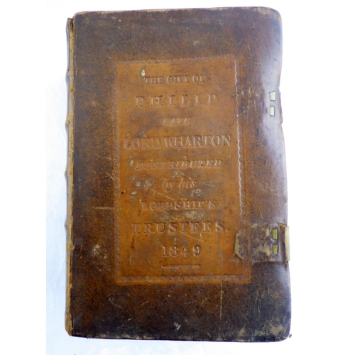 113 - A leather bound Lord Wharton prayer book 1849; two CDV albums, the smaller wholly vacant; a handwrit... 