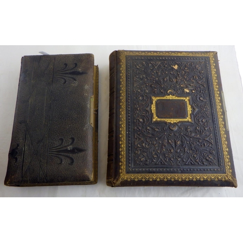 113 - A leather bound Lord Wharton prayer book 1849; two CDV albums, the smaller wholly vacant; a handwrit... 