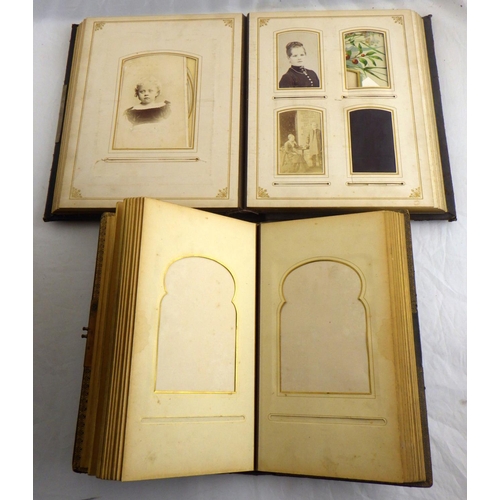 113 - A leather bound Lord Wharton prayer book 1849; two CDV albums, the smaller wholly vacant; a handwrit... 