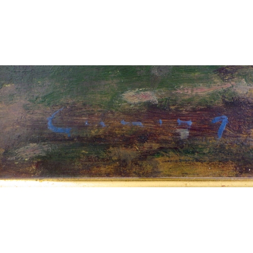 87 - May Garden, oil on board painting by Fred Cuming, bearing Kentmere House Gallery label verso.  40 x ... 