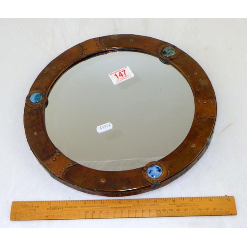 147 - Arts and crafts copper mirror, af