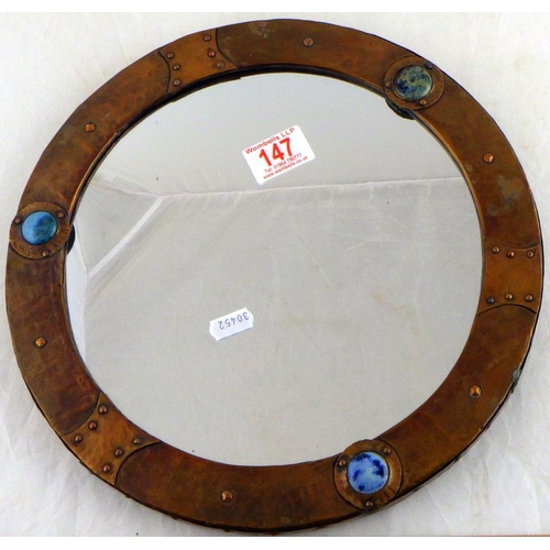 147 - Arts and crafts copper mirror, af