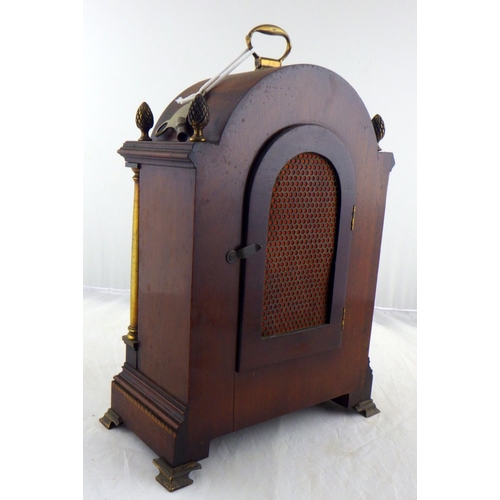 154 - An Edwardian inlaid mahogany 8 day mantle clock 33cm tall