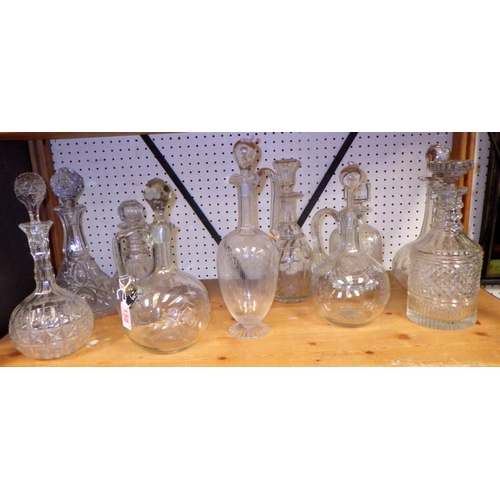 158 - Ten various glass decanters (10)