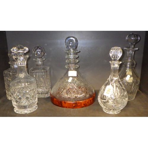 163 - A large ships decanter together with 5 further decanters (6)