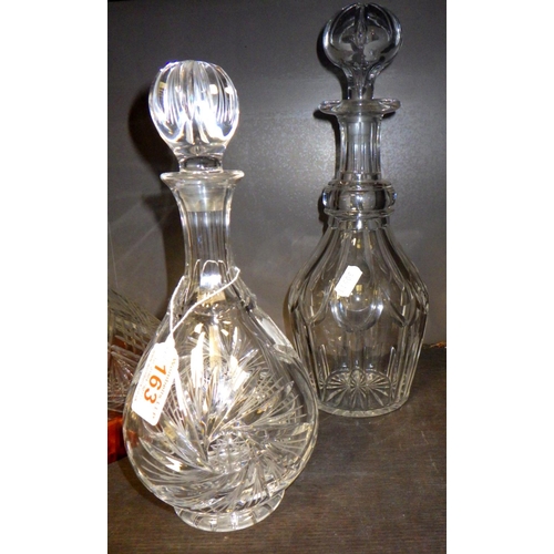 163 - A large ships decanter together with 5 further decanters (6)