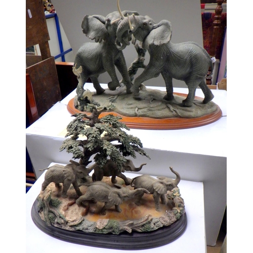 177 - Two Lennox elephant figure groups Thundering Plains & Playful Outing AF