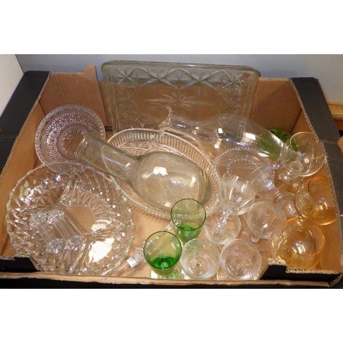 195 - Two boxes of misc glass wares to include Carnival glass etc (2)