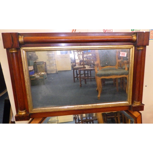 202 - A 19thC rosewood mirror together with a 1930s oak bevelled mirror (2)