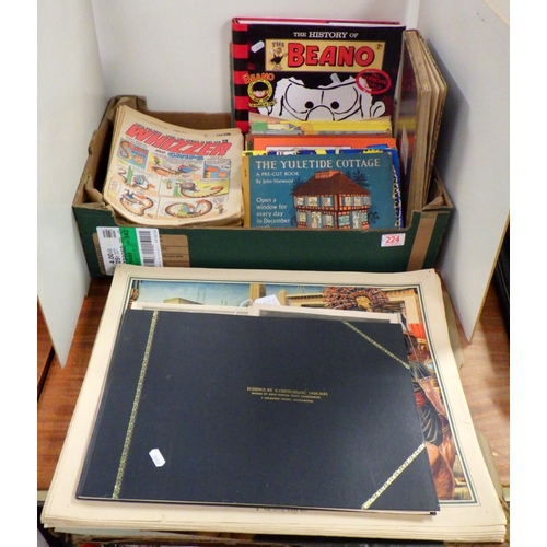 224 - A qty of various children's books, comics together with Cruikshank etchings etc