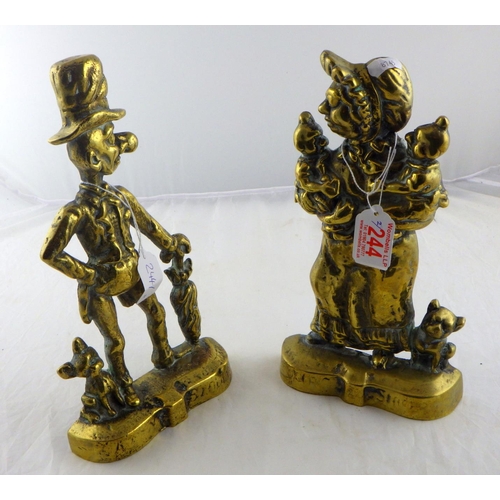 244 - A pair of brass door stops, Mr & Mrs Ally Sloper 28 & 27cm tall