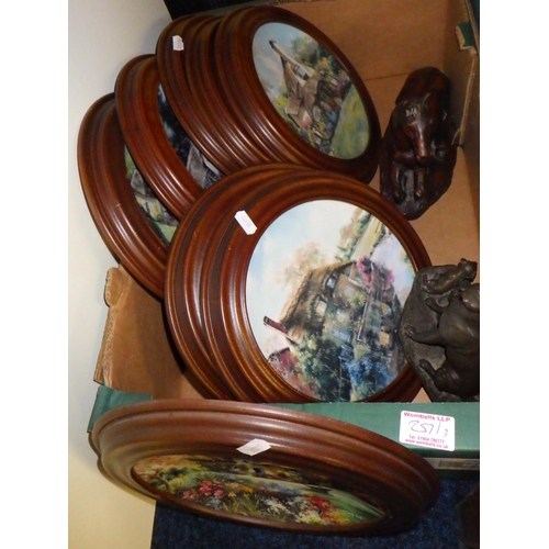 257 - A collection of various cabinet plates, Marty Bell, Coalport together with misc collectables, binocu... 