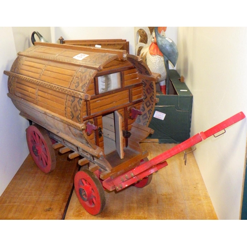 260 - A model of a gypsy caravan together with various birds etc (2)