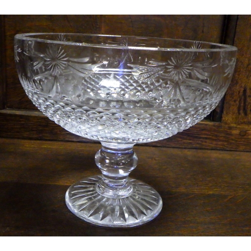 451 - A Stuart cut glass pedestal bowl together with further glass ware