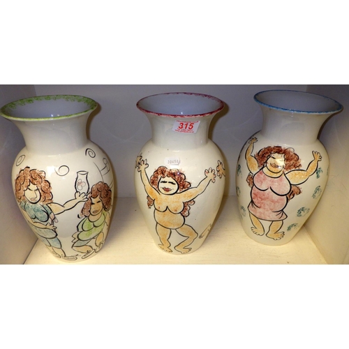 315 - Three Art pottery vases one af