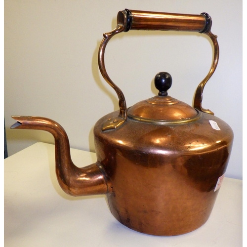 319 - A 19thC copper kettle together with a further copper hot water pot