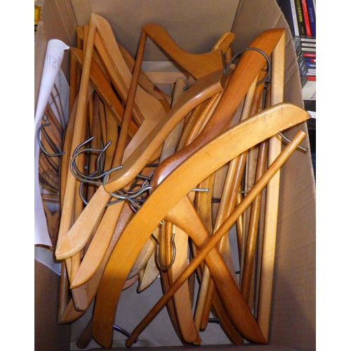 337 - A qty of wooden coat hangers incl advertising / retail examples.