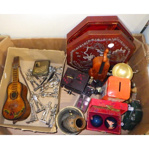 345 - Modern collectibles EPNS musicians, and giftware incl music interest, inlaid box