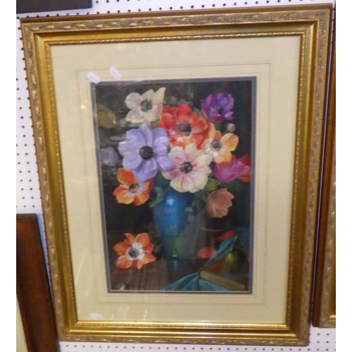 356 - Two floral still life watercolours framed as a pair, R.S. Angell, 1932 / 1936.  25 x 39cm and 29 x 4... 